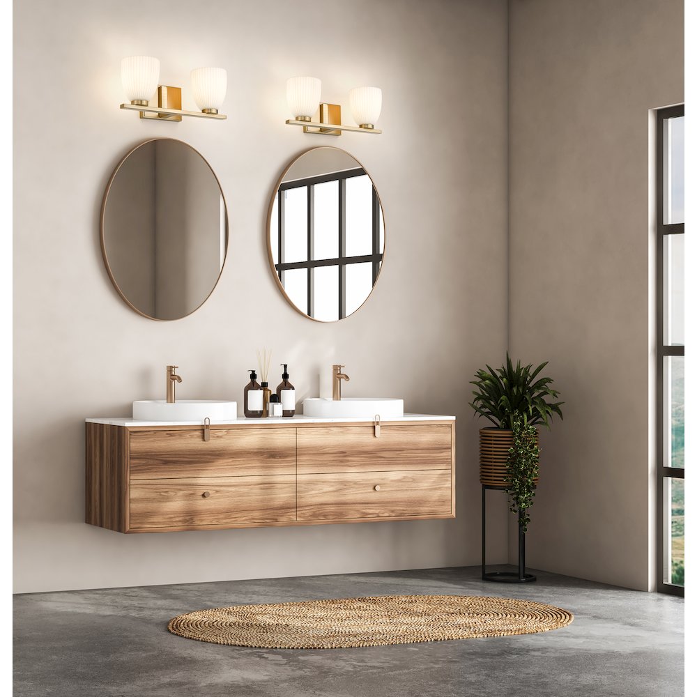 Z-Lite Naya 2 Light Vanity in Modern Gold color, Steel frame. Picture 7