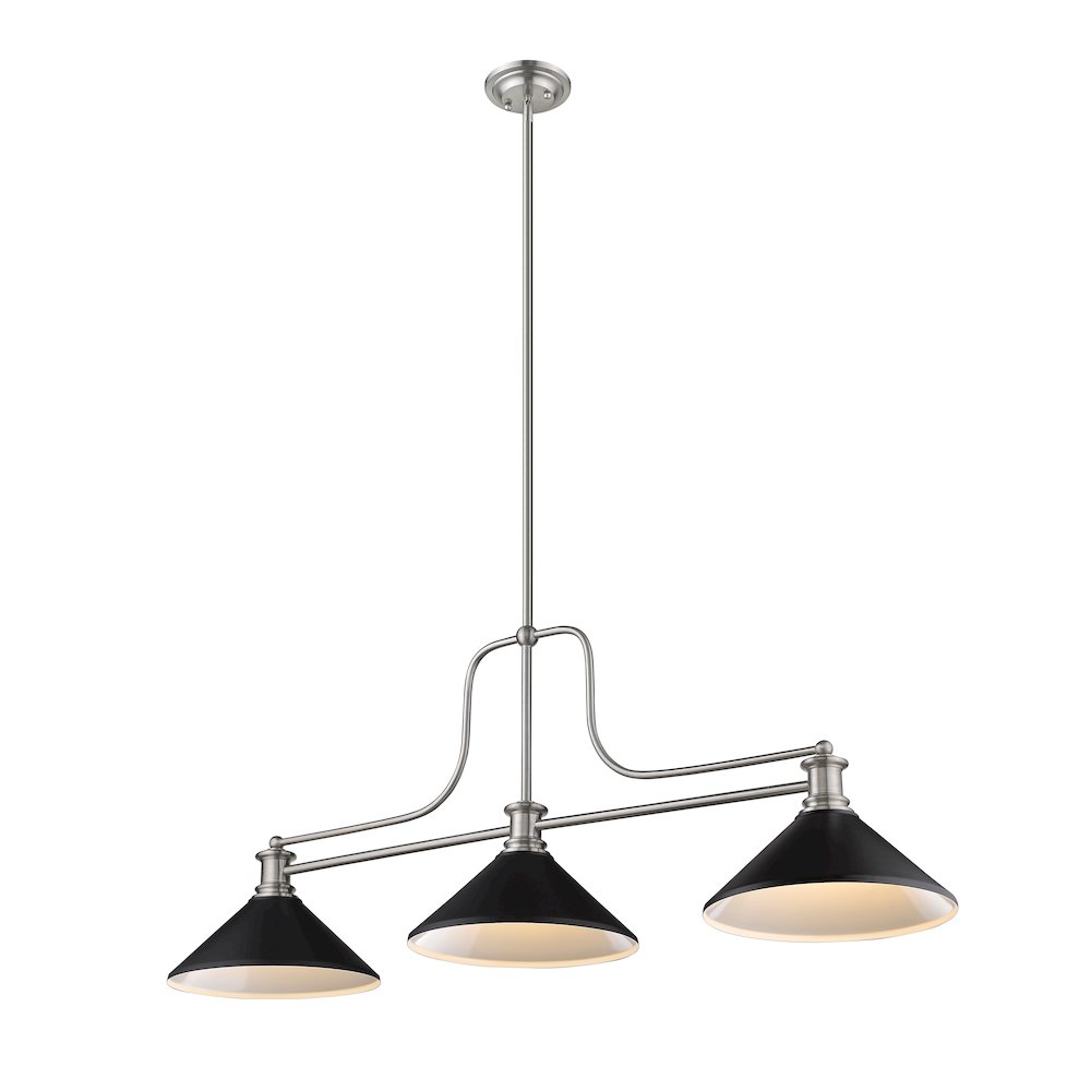 Z-Lite Melange 3 Light Billiard, Steel Frame, Matte Black Shade Color. Picture 4