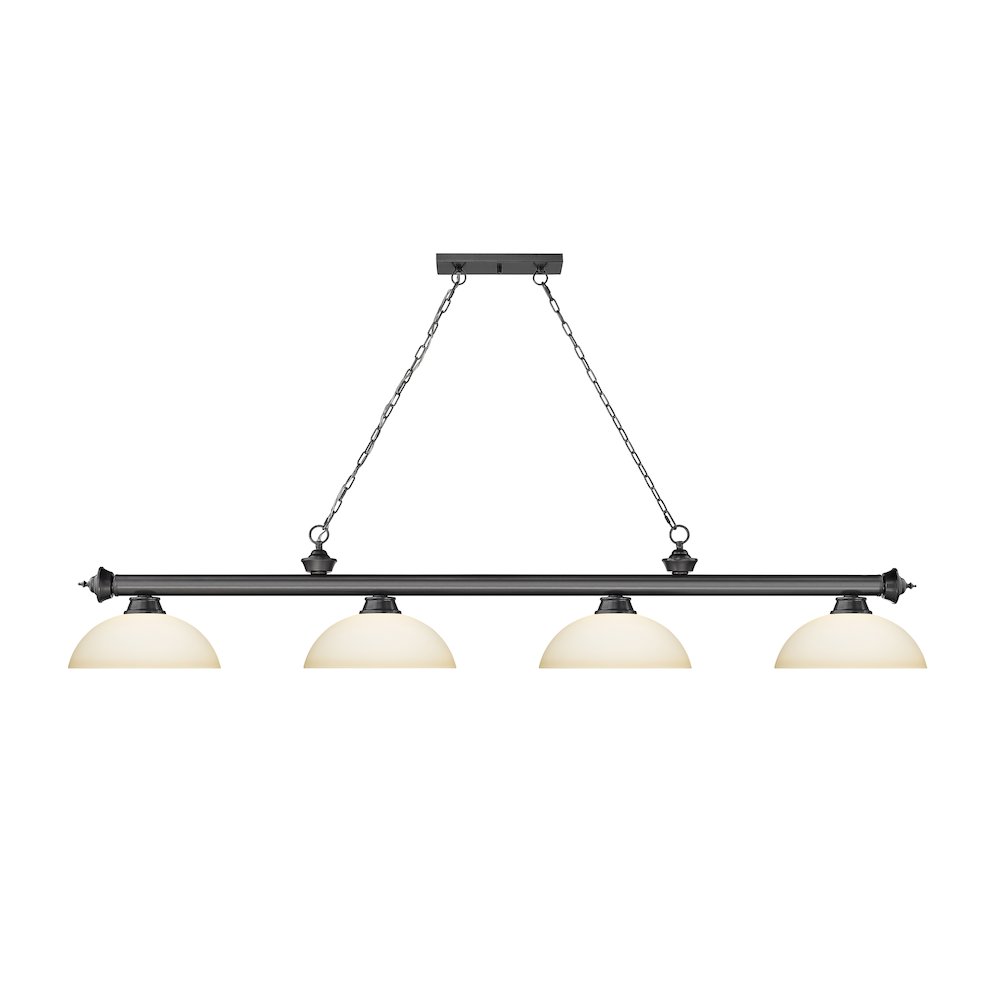 Z-Lite Cordon 4 Light Billiard, Steel Frame, Matte Opal Shade Color. Picture 2