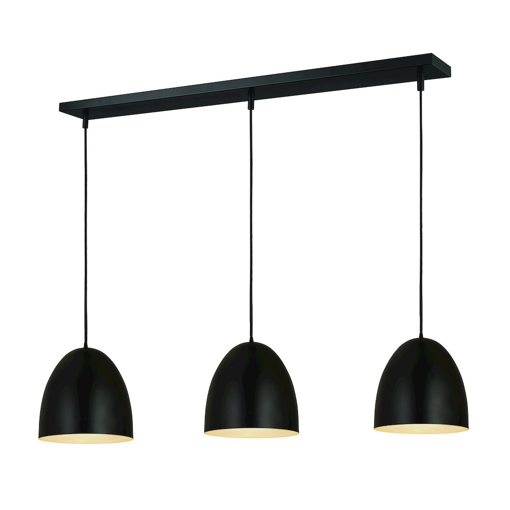 Z-Lite 3 Light Pendant, Satin Black Frame Finish. Picture 1