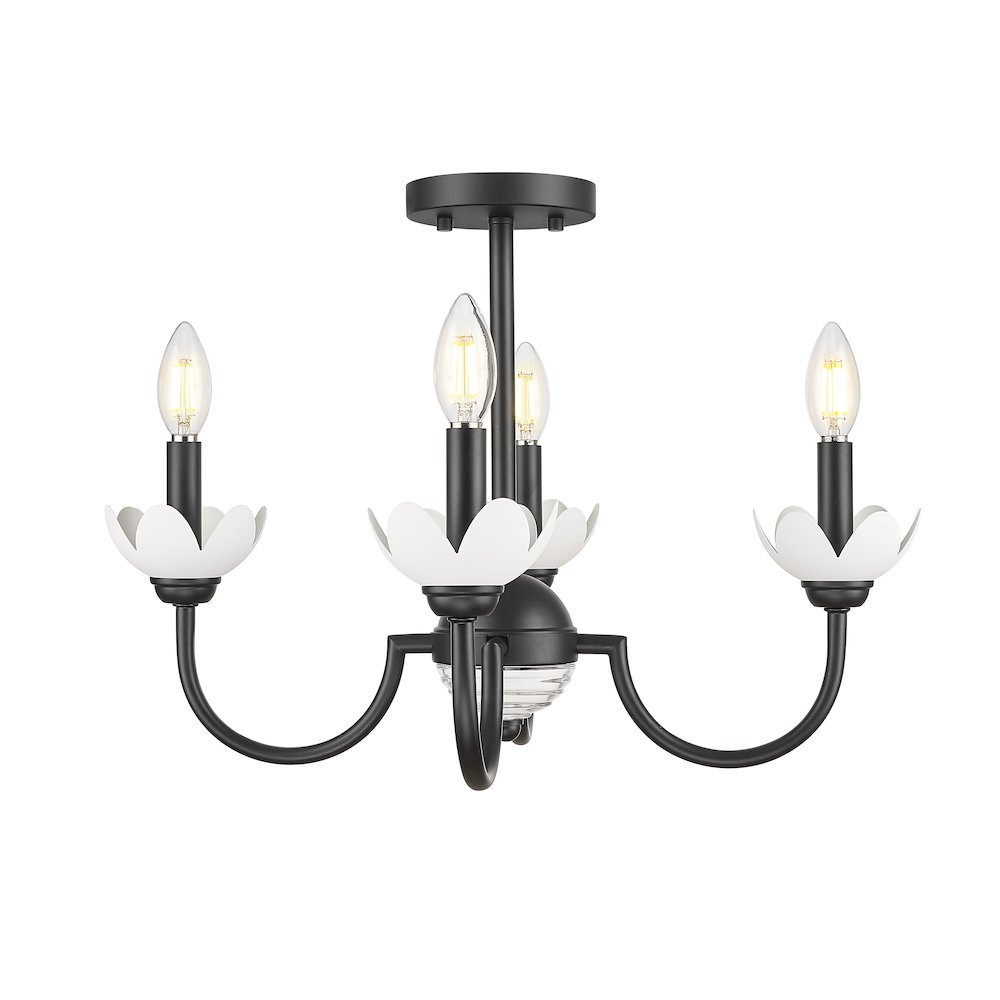 Z-Lite Allistair 4 Light Semi Flush Mount in Matte Black color, Steel frame. Picture 1