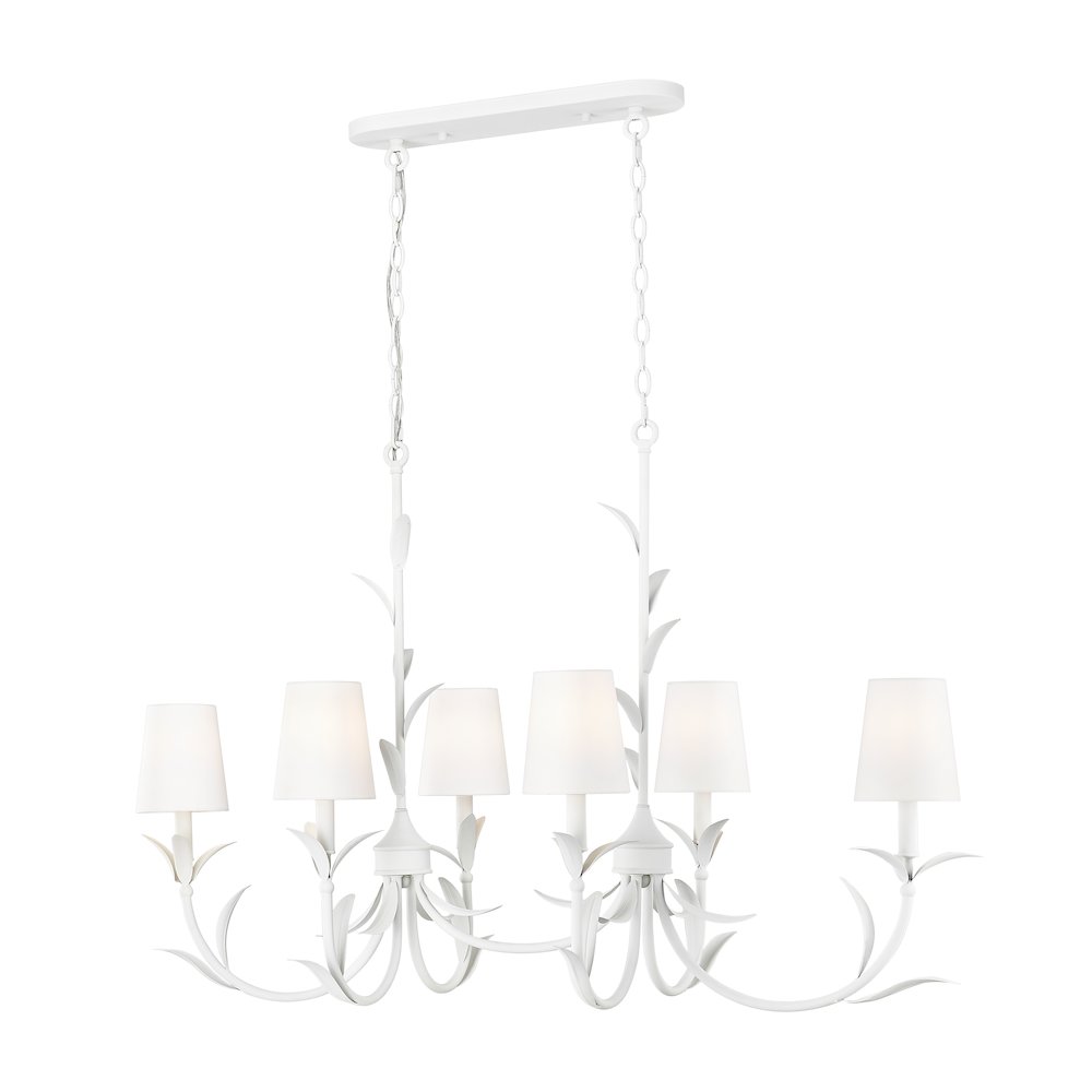 Z-Lite 6 Light Linear Chandelier, Textured White. Picture 1