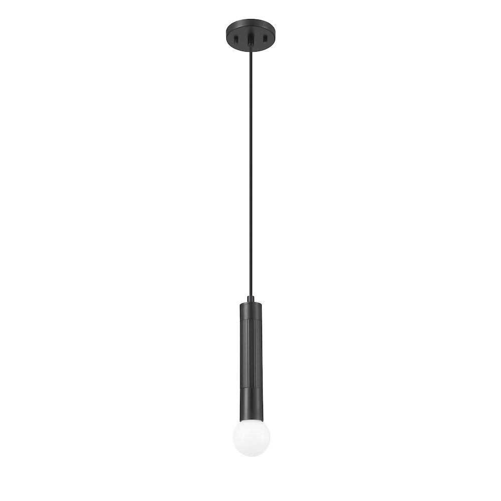 Z-Lite Stari 1 Light Pendant in Matte Black color, Steel frame. Picture 5
