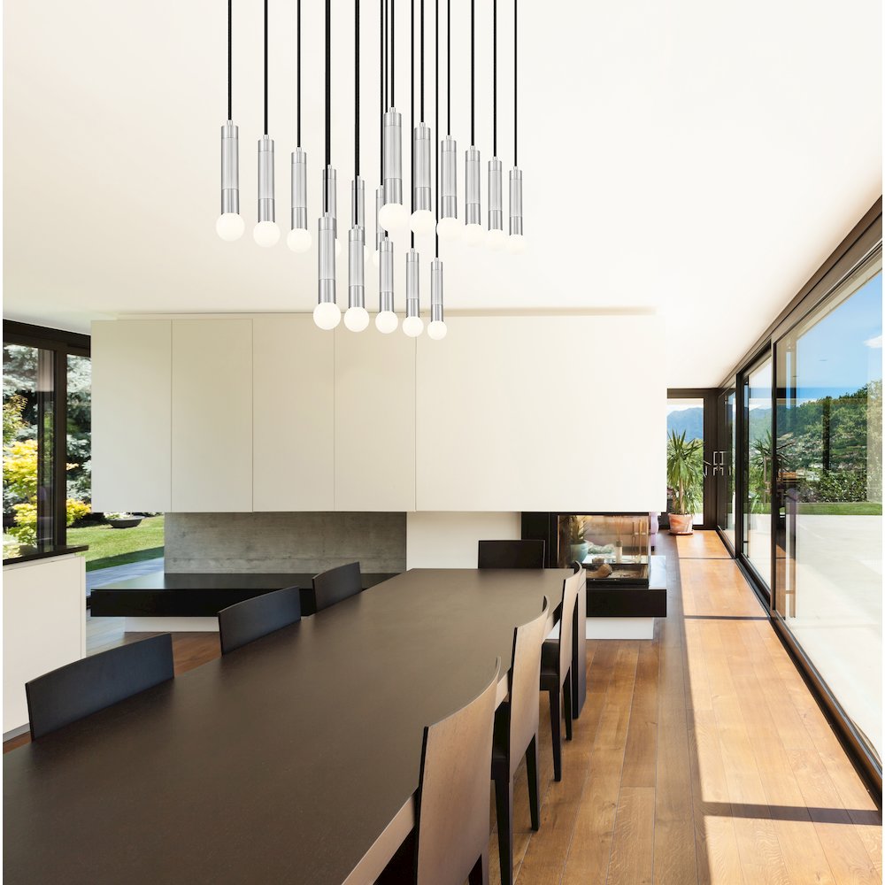 Z-Lite Stari 17 Light Linear Chandelier in Brushed Nickel color, Steel frame. Picture 7
