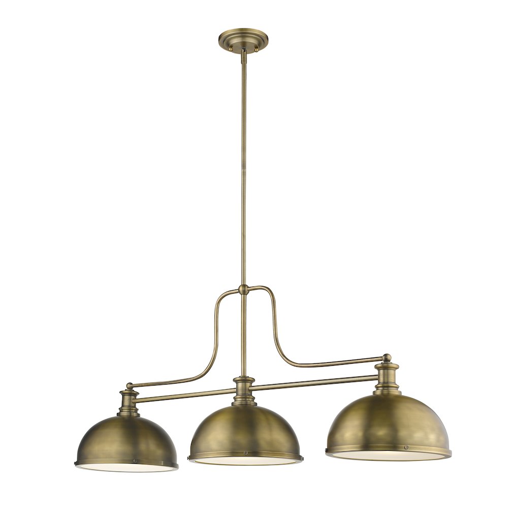 Z-Lite Melange 3 Light Billiard, Steel Frame, Heritage Brass Shade Color. Picture 1