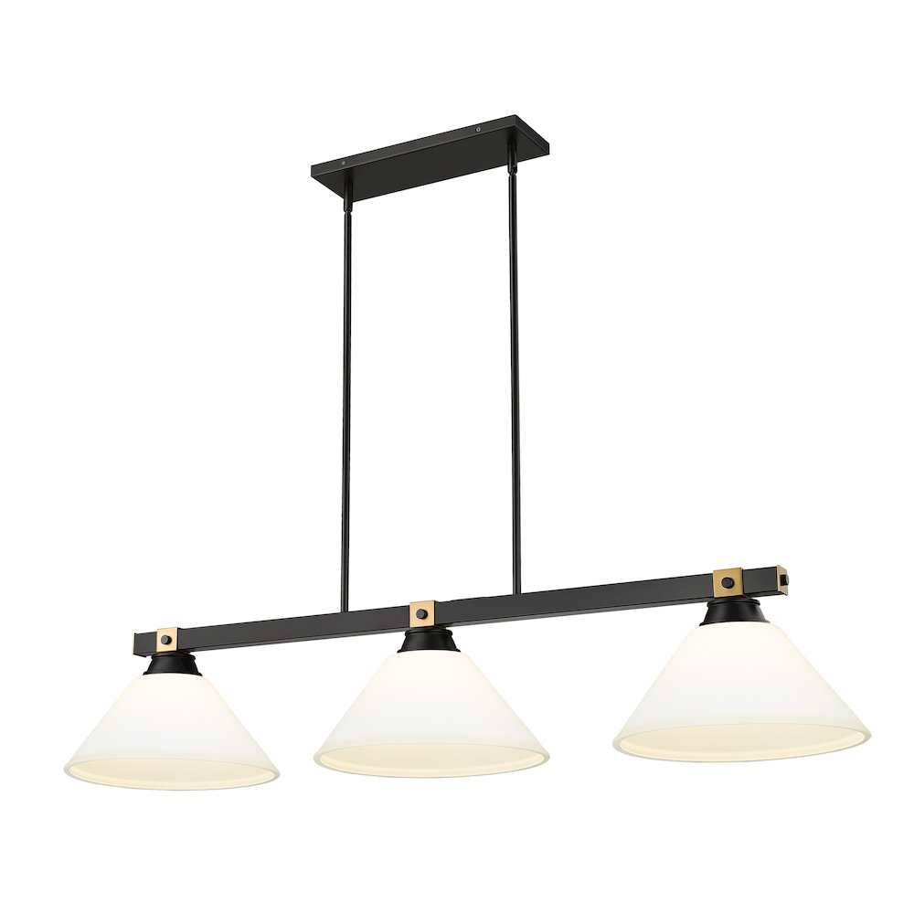 Z-Lite Bronte 3 Light Billiard, Steel Frame, Matte Opal Shade Color. Picture 1