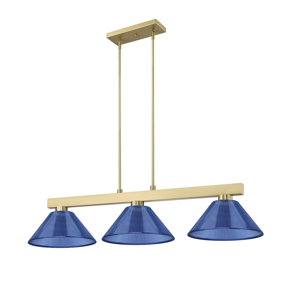 Z-Lite Cobalt 3 Light Billiard, Steel Frame, Dark Blue Shade Color. Picture 5