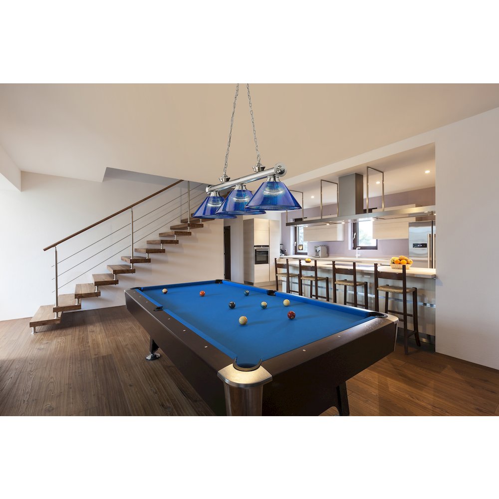 Z-Lite Cordon 3 Light Billiard, Steel Frame, Dark Blue Shade Color. Picture 7