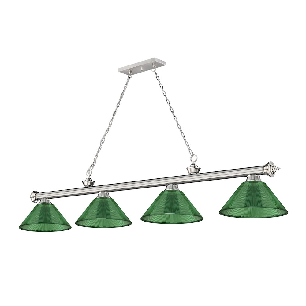 Z-Lite Cordon 4 Light Billiard, Steel Frame, Green Shade Color. Picture 5