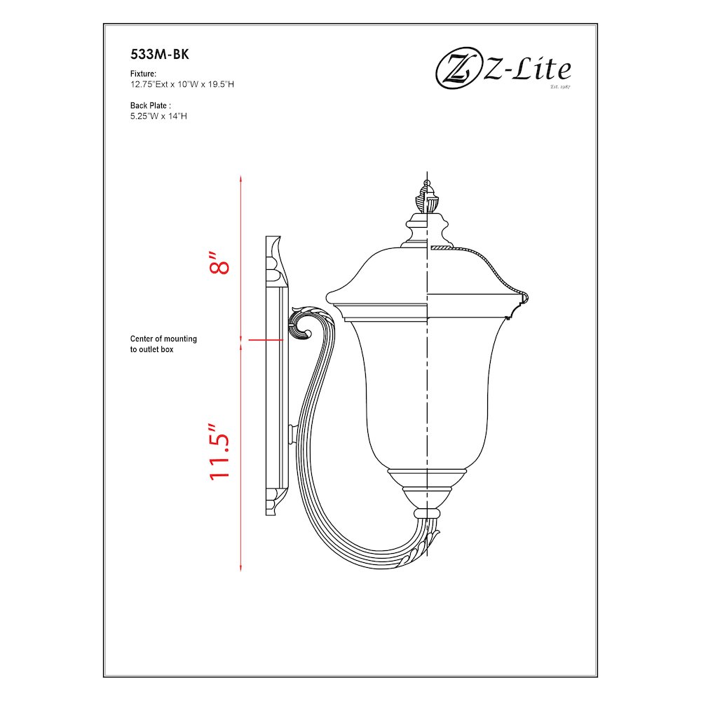 Z-Lite 2 Light Outdoor Wall Light. Picture 2