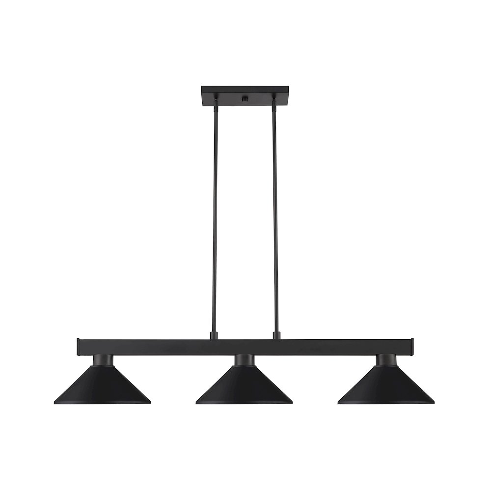 Z-Lite Cobalt 3 Light Billiard, Steel Frame, Matte Black Shade Color. Picture 1