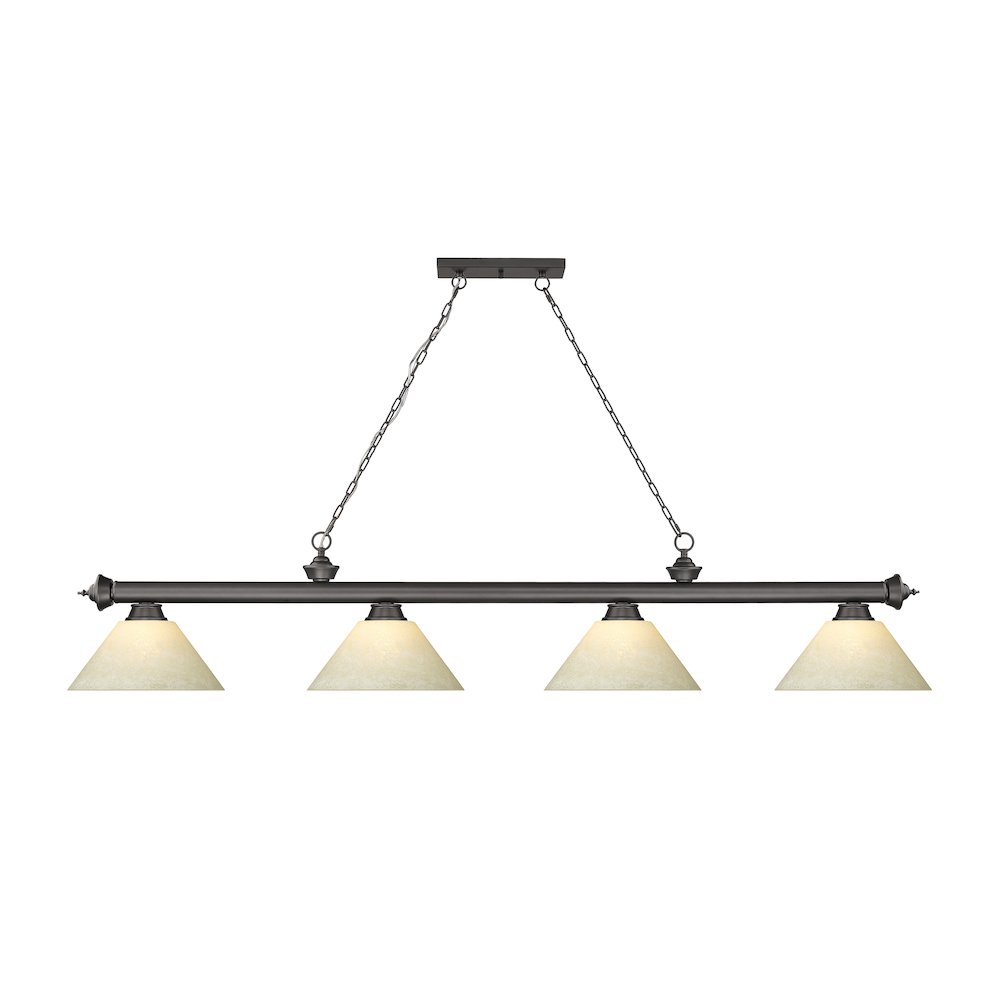 Z-Lite Cordon 4 Light Billiard, Steel Frame, Golden Mottle Shade Color. Picture 2