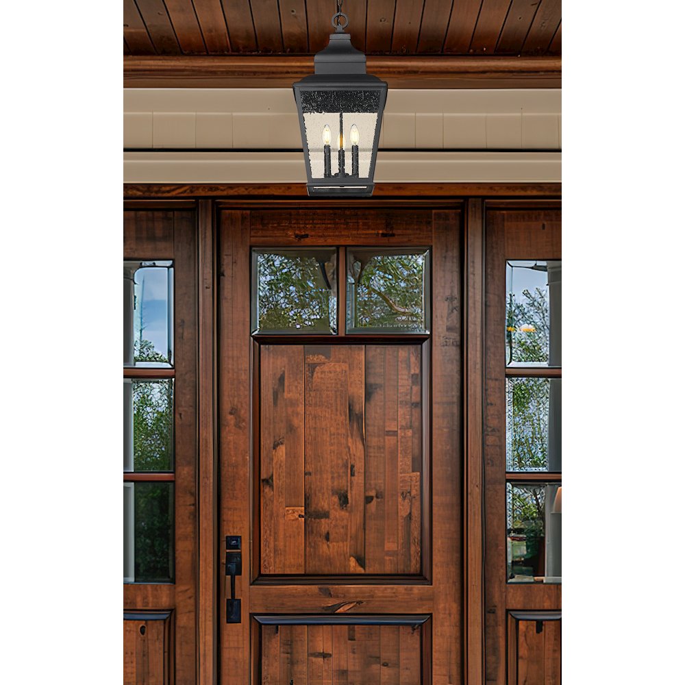 Z-Lite 3 Light Outdoor Chain Mount Ceiling Fixture, Sand Black. Picture 6