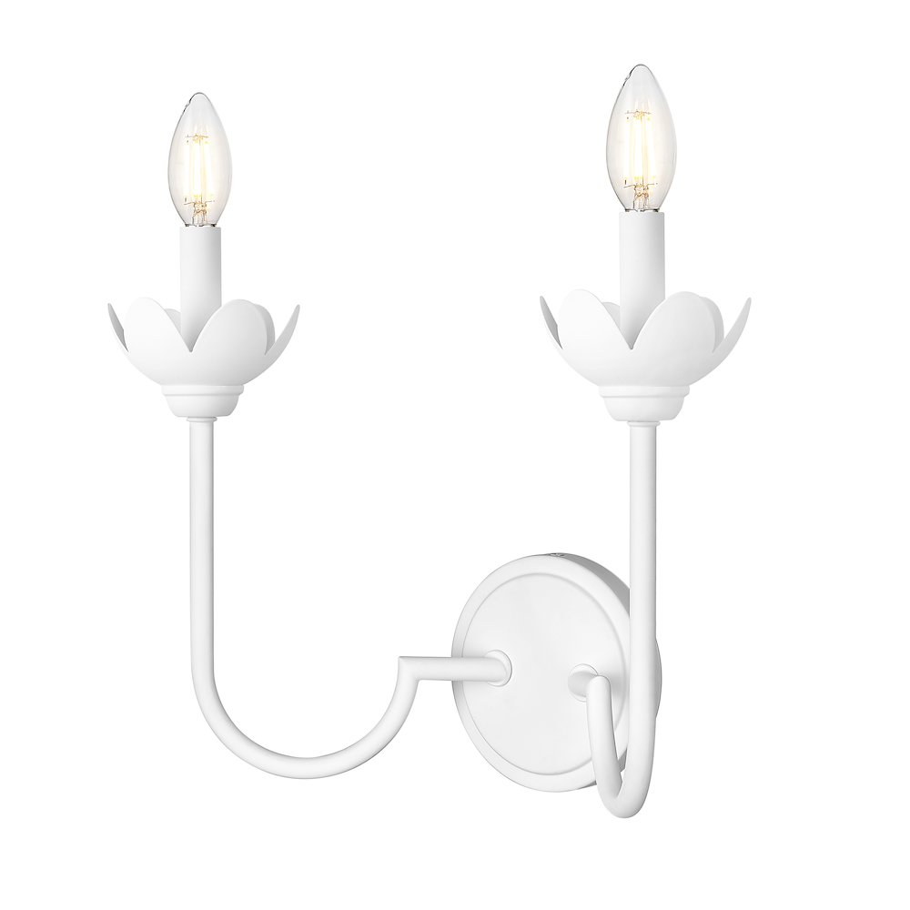 Z-Lite Allistair 2 Light Wall Sconce in Textured White color, Steel frame. Picture 1