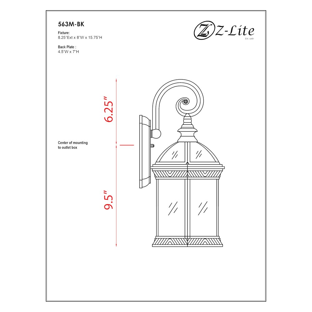 Z-Lite 1 Light Outdoor Wall Light. Picture 6