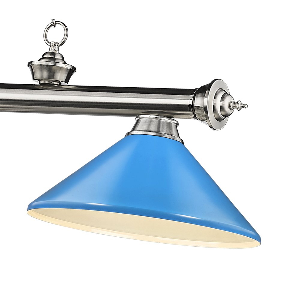 Z-Lite Cordon 3 Light Billiard, Steel Frame, Electric Blue Shade Color. Picture 4
