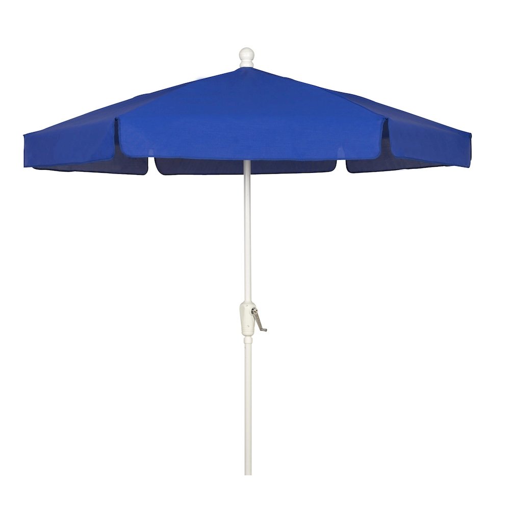 7.5' Hex Garden Umbrella 6 Rib Crank Lift In Pacific Blue Vinyl Coated Weave. Picture 1