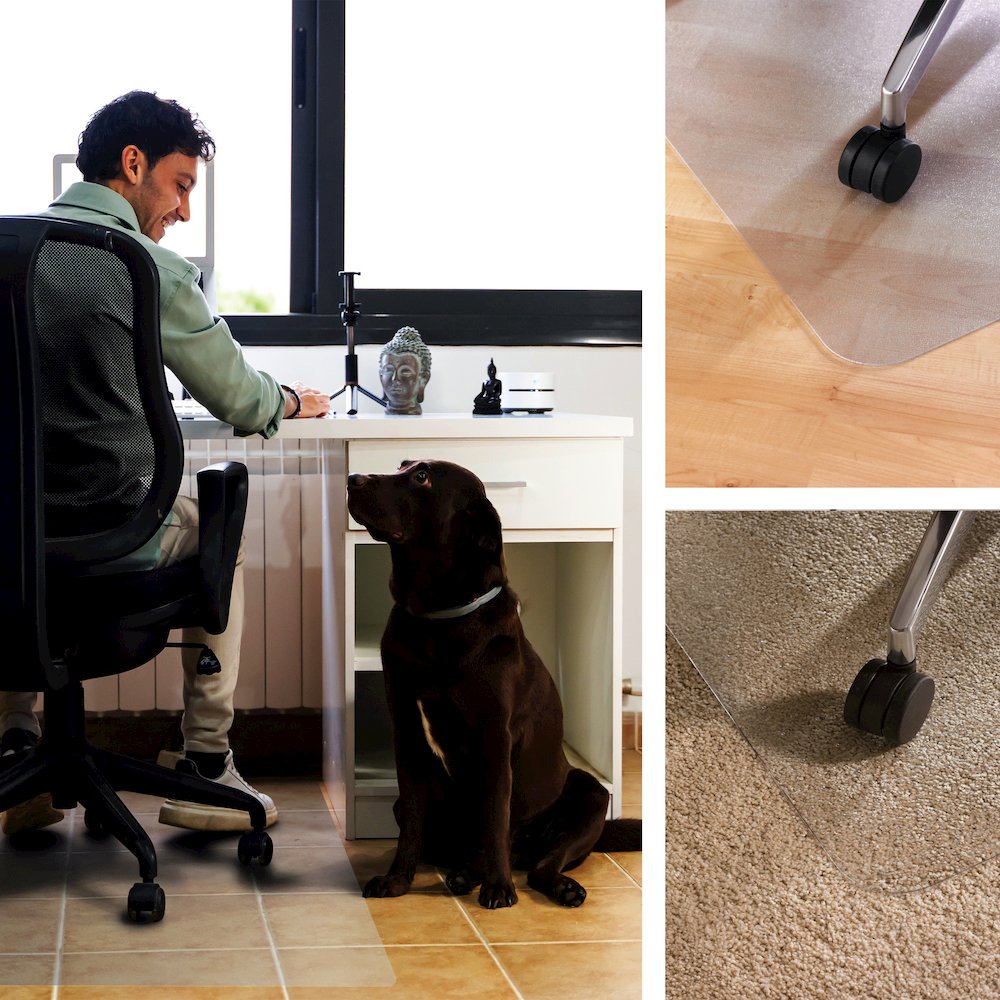 Rectangular Polycarbonate Chair Mat Hard Floors and Carpet Tiles - 48" x 53". Picture 10