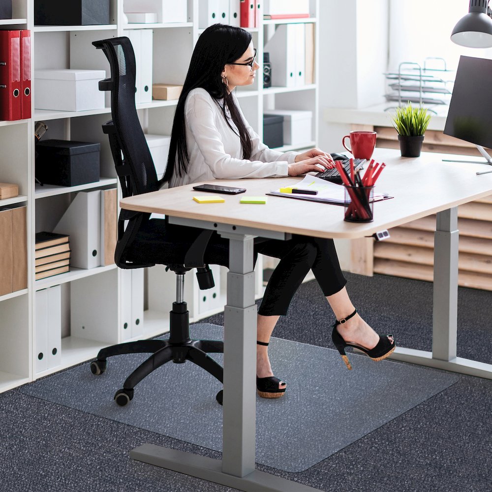 Rectangular Polycarbonate Chair Mat Hard Floors and Carpet Tiles - 48" x 60". Picture 12