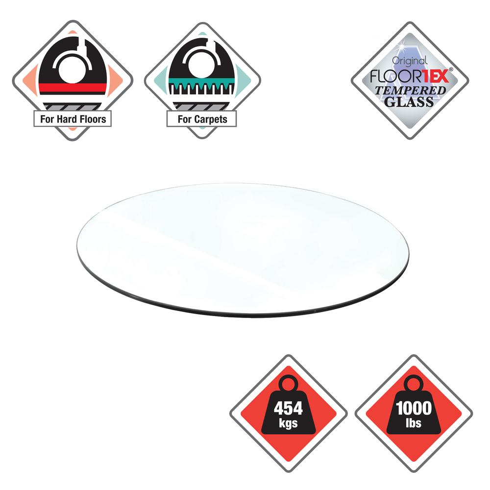 Heavy Duty Glass Chair Mat for Hard Floors & Carpets - 48" Diameter. Picture 1