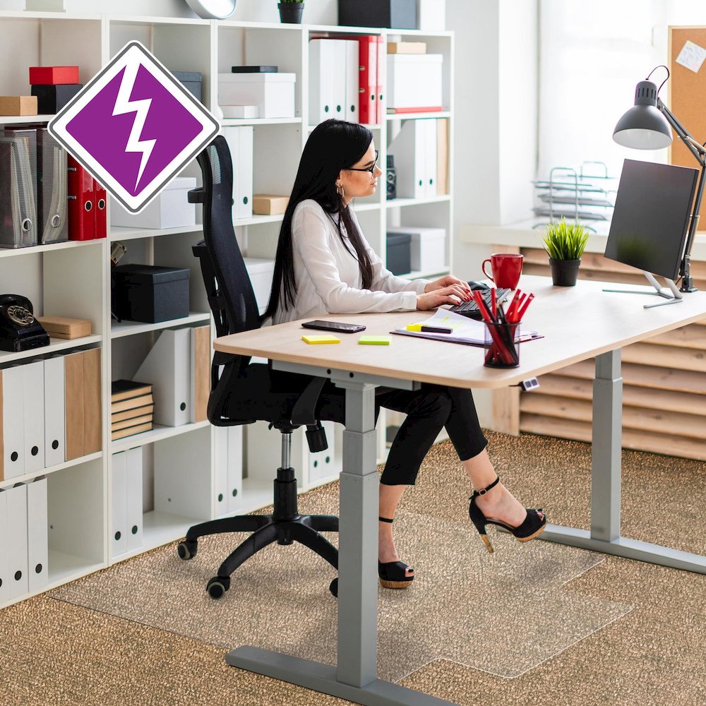 Computex® Anti-Static Vinyl Lipped Chair Mat for Carpets up to 3/8" - 36" x 48". Picture 3