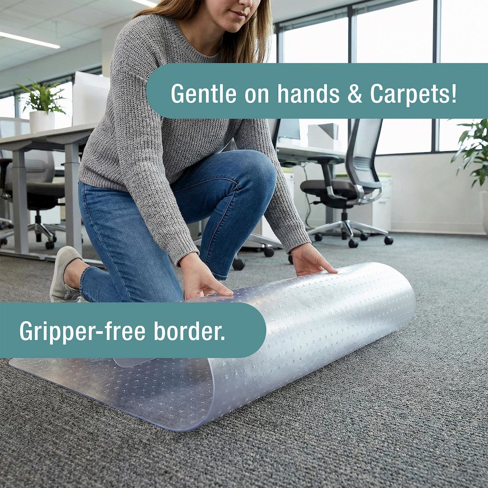 Vinyl Rectangular Chair Mat for Low Pile Carpets up to 1/4" - 35" x 47". Picture 4