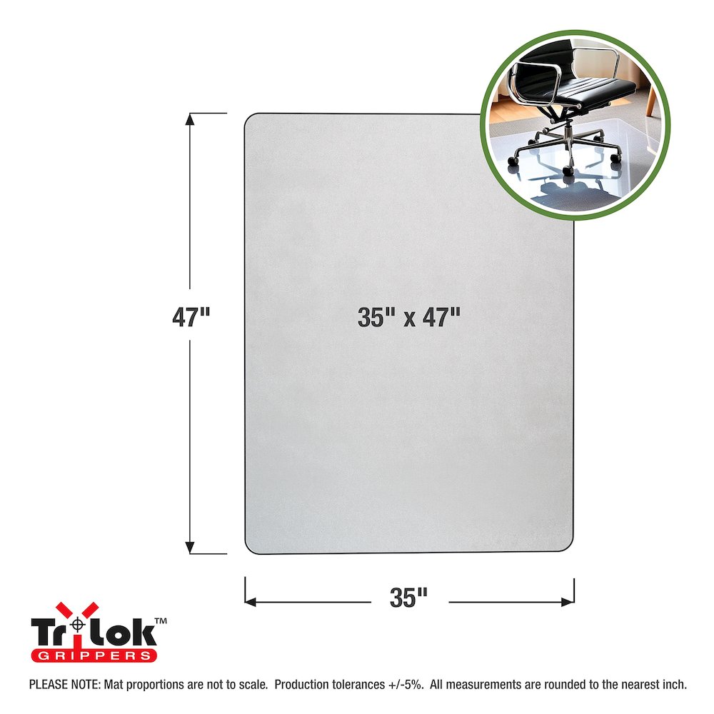 Vinyl Rectangular Chair Mat for Low Pile Carpets up to 1/4" - 35" x 47". Picture 7