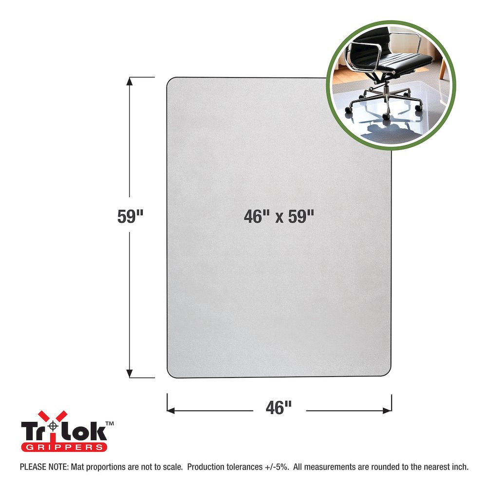 Vinyl Rectangular Chair Mat for Low Pile Carpets up to 1/4" - 46" x 59". Picture 7