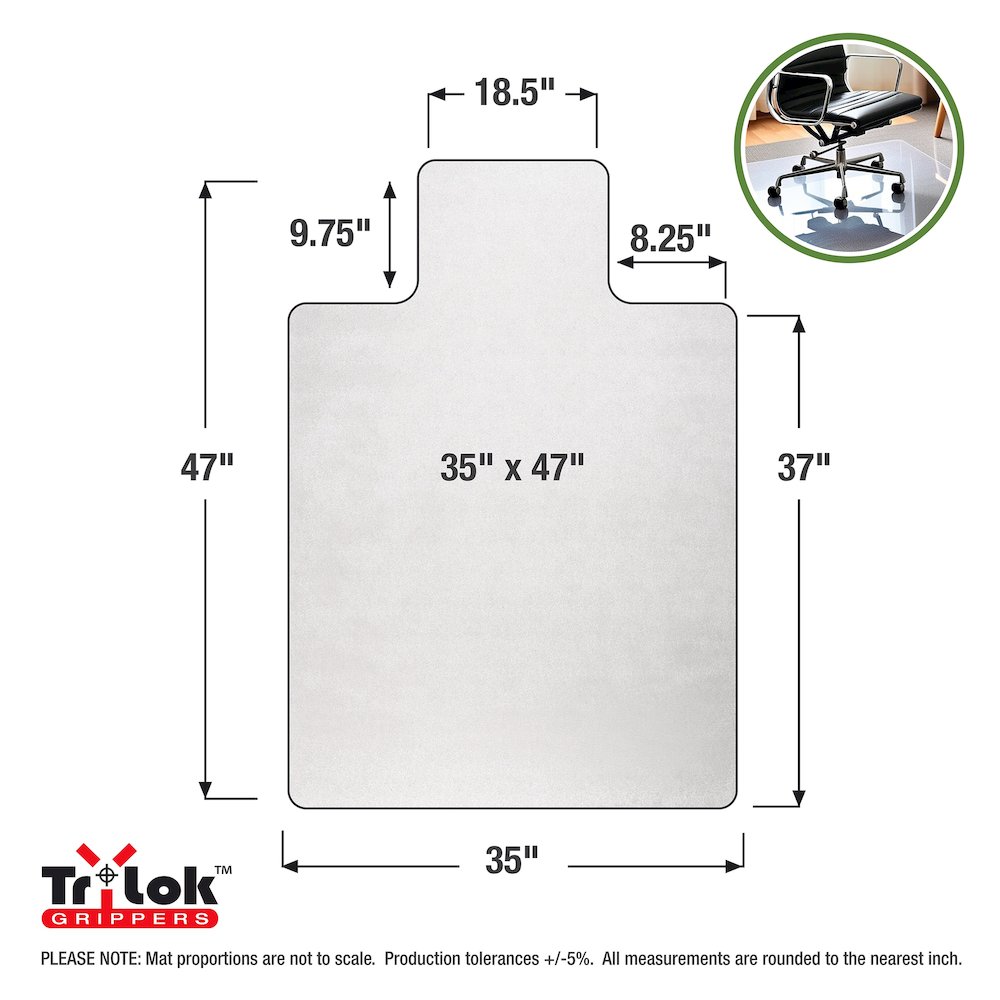 Vinyl Lipped Chair Mat for Low Pile Carpets up to 1/4" - 35" x 47". Picture 6
