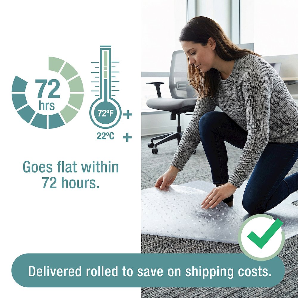 Vinyl Lipped Chair Mat for Low Pile Carpets up to 1/4" - 45" x 53". Picture 4