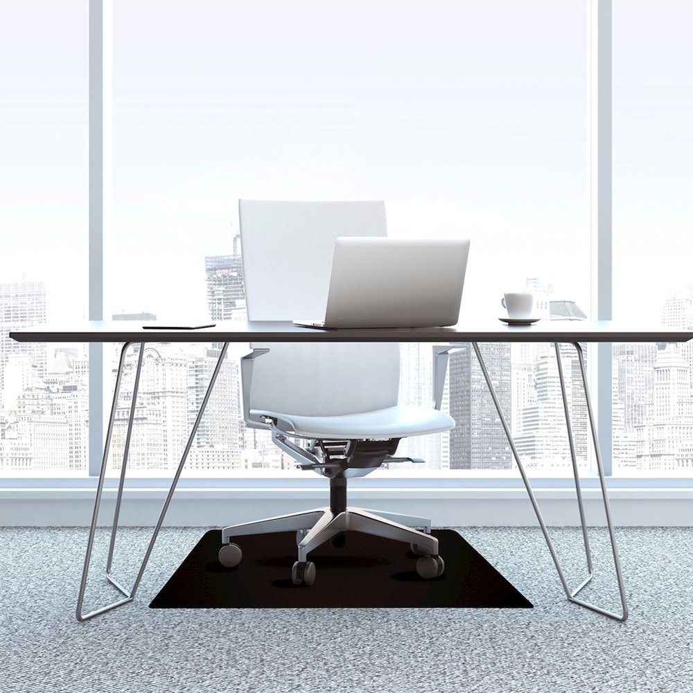 Black Vinyl Rectangular Chair Mat for Carpets - 48" x 60". Picture 3