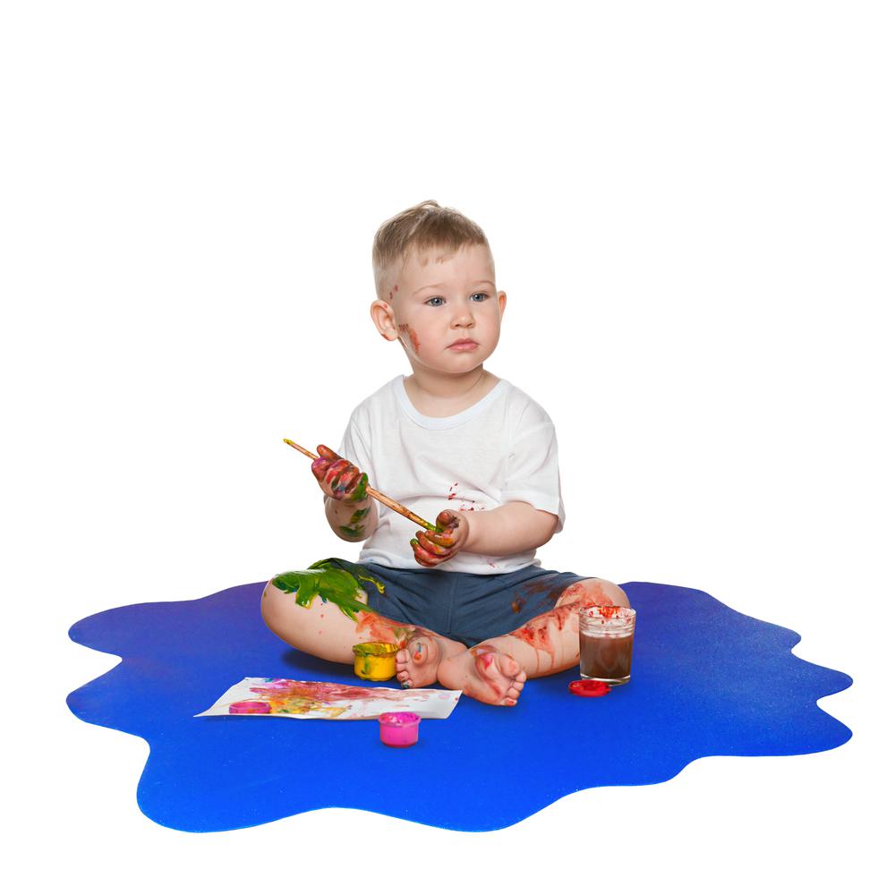 Multi-Purpose High Chair / Play Mat. Smooth back for use on hard floors. Caribbean Blue. 40" x 40" (max). Picture 1