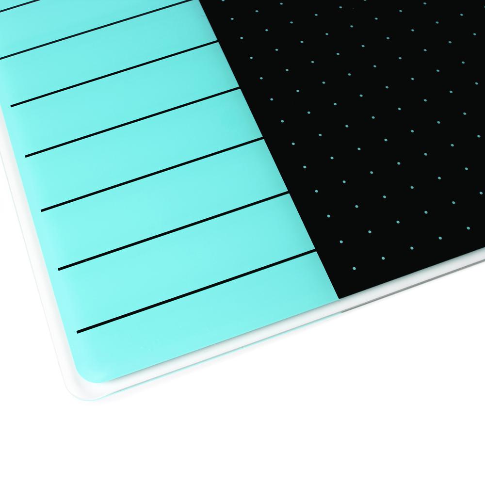 Glacier Teal & Black Plan & Grid Glass Dry Erase Board - 14" x 14". Picture 6