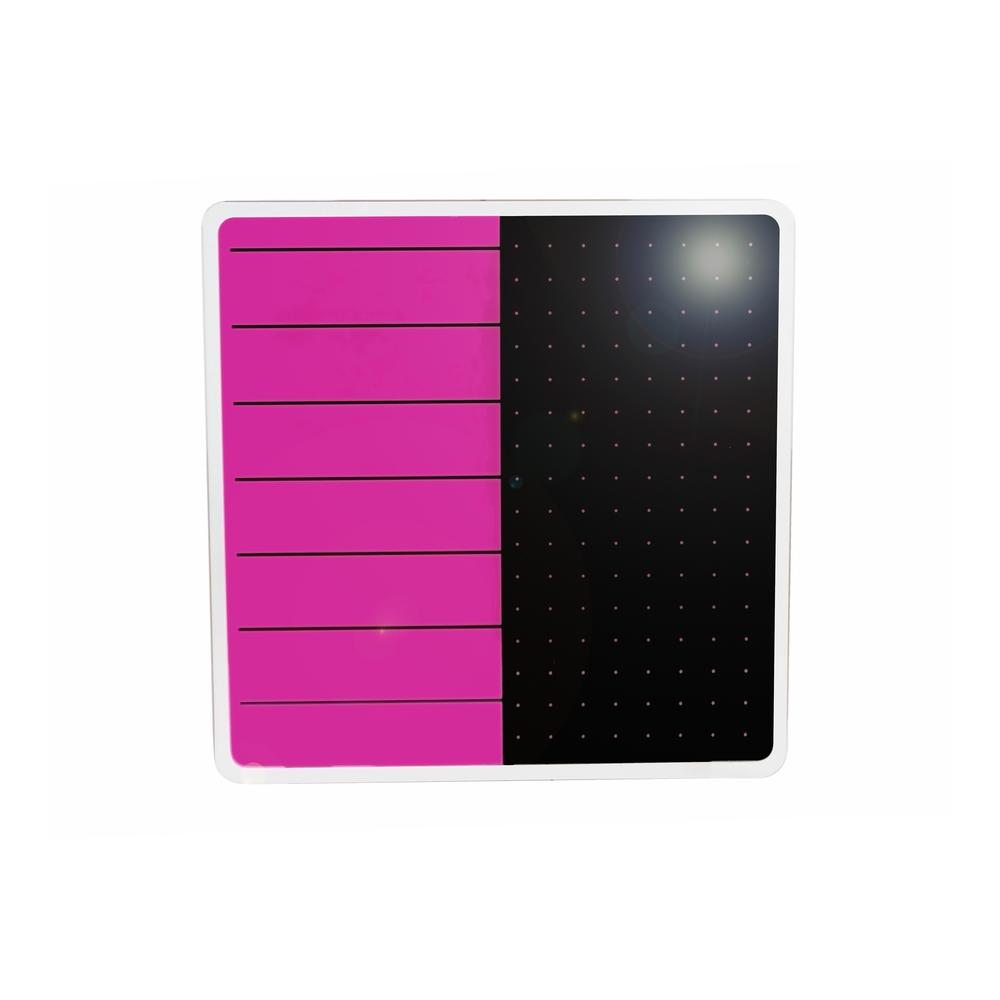 Glacier Violet & Black Plan & Grid Glass Dry Erase Board - 14" x 14". Picture 1