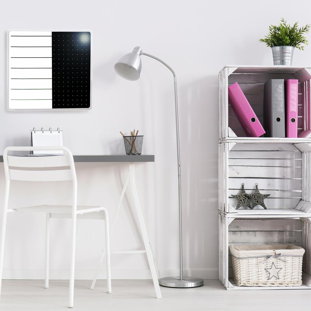 Glacier White & Black Plan & Grid Glass Dry Erase Board - 14" x 14". Picture 2