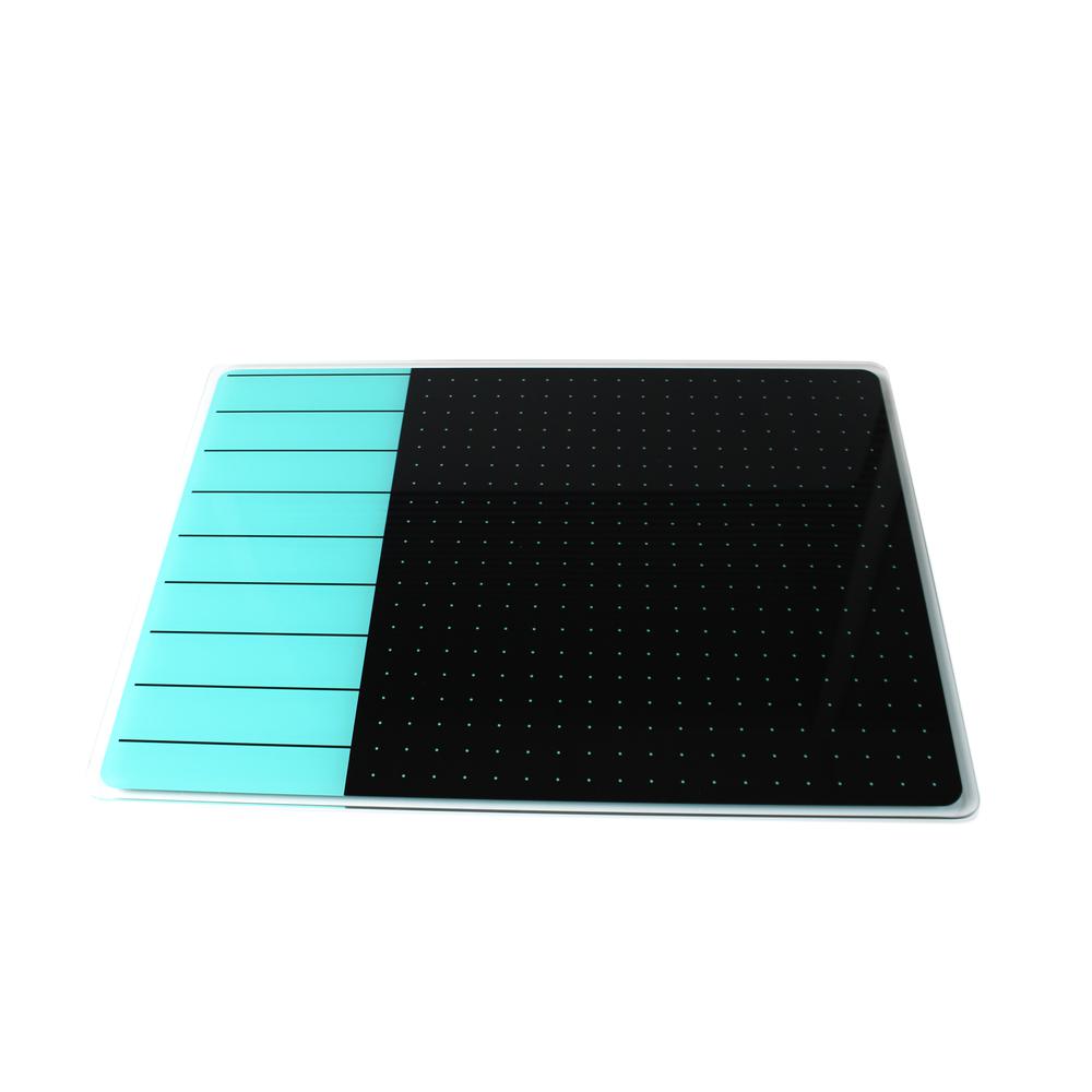 Glacier Teal & Black Plan & Grid Glass Dry Erase Board - 17" x 23". Picture 2