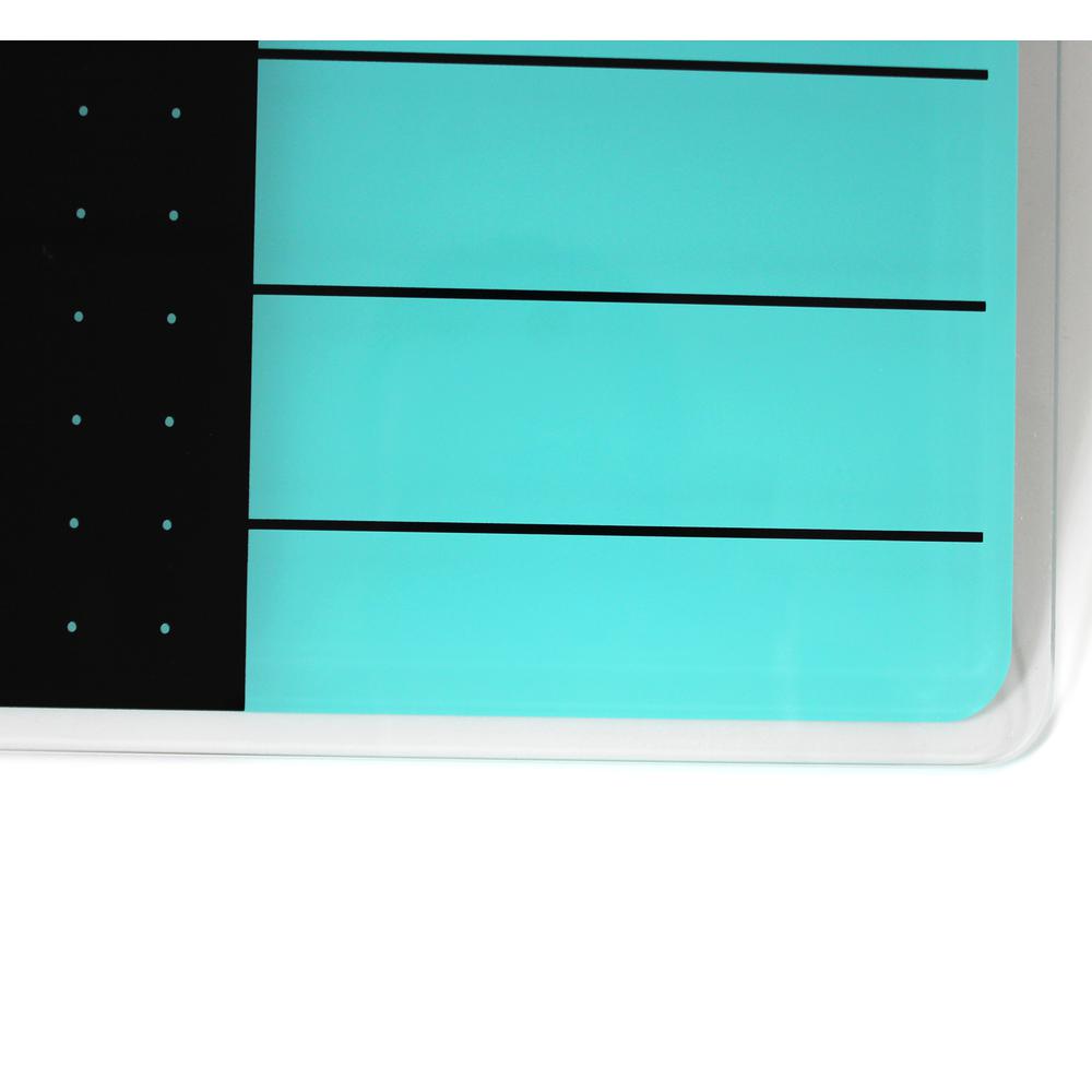 Glacier Teal & Black Plan & Grid Glass Dry Erase Board - 17" x 23". Picture 4