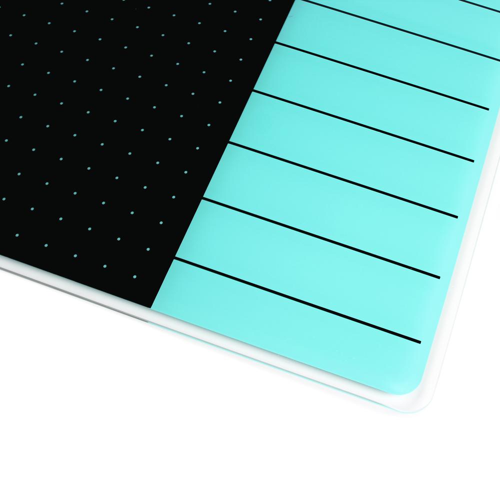 Glacier Teal & Black Plan & Grid Glass Dry Erase Board - 17" x 23". Picture 6