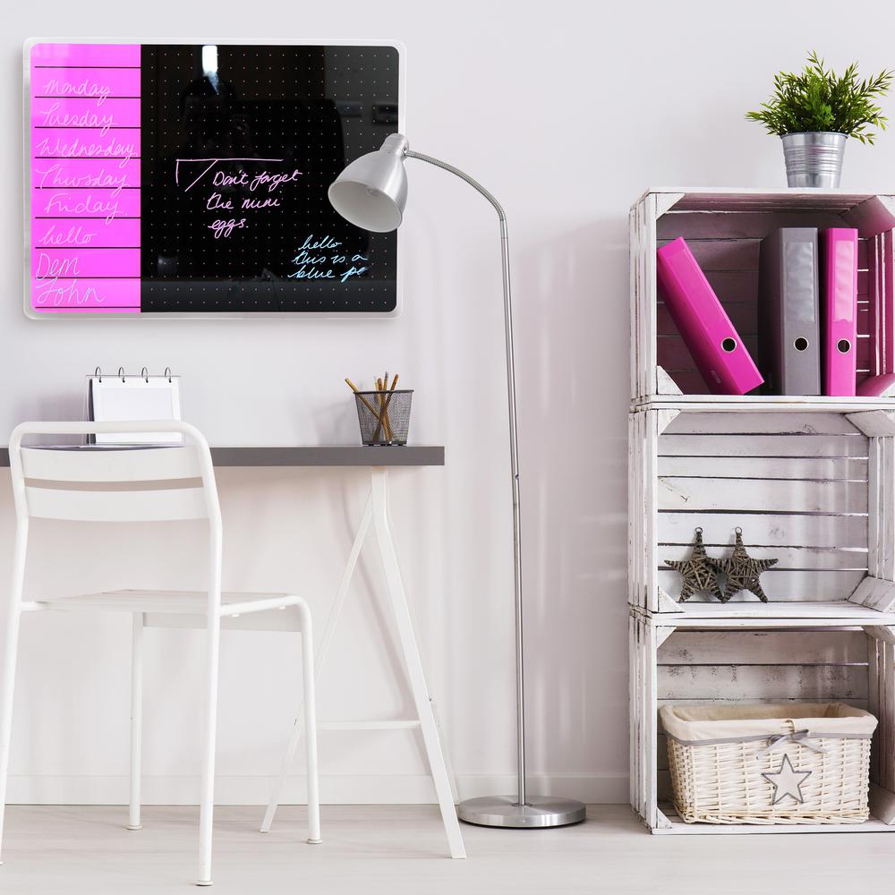 Glacier Violet & Black Plan & Grid Glass Dry Erase Board - 17" x 23". Picture 2