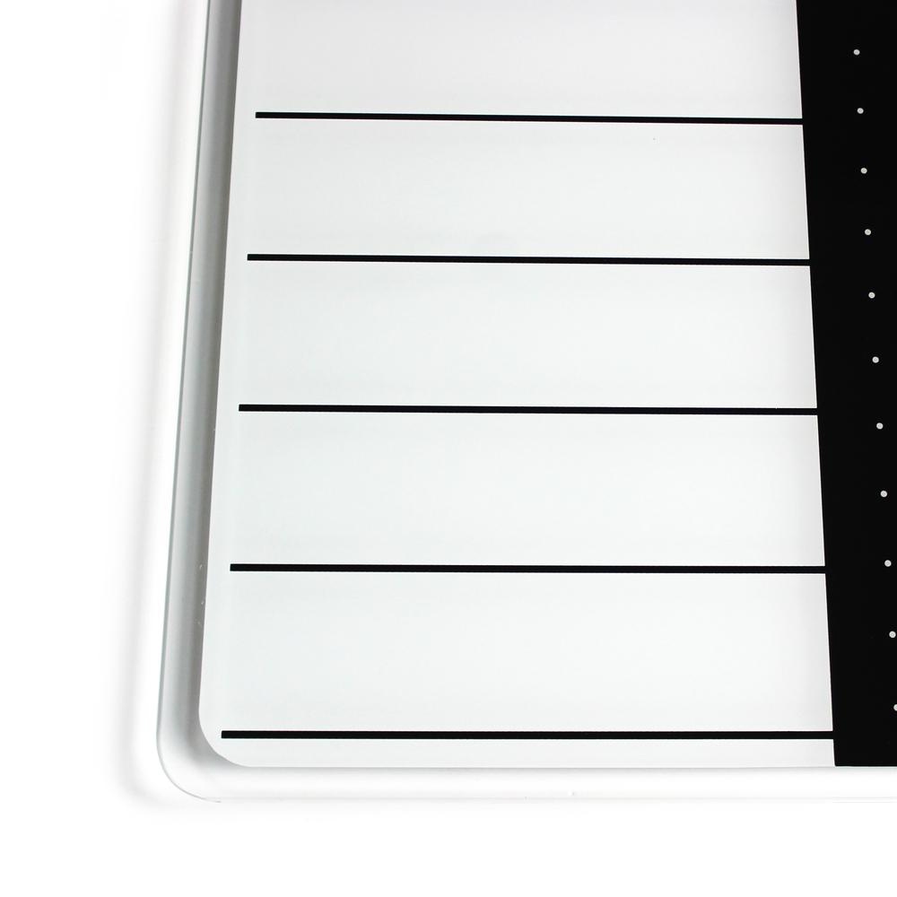 Glacier White & Black Plan & Grid Glass Dry Erase Board - 17" x 23". Picture 3