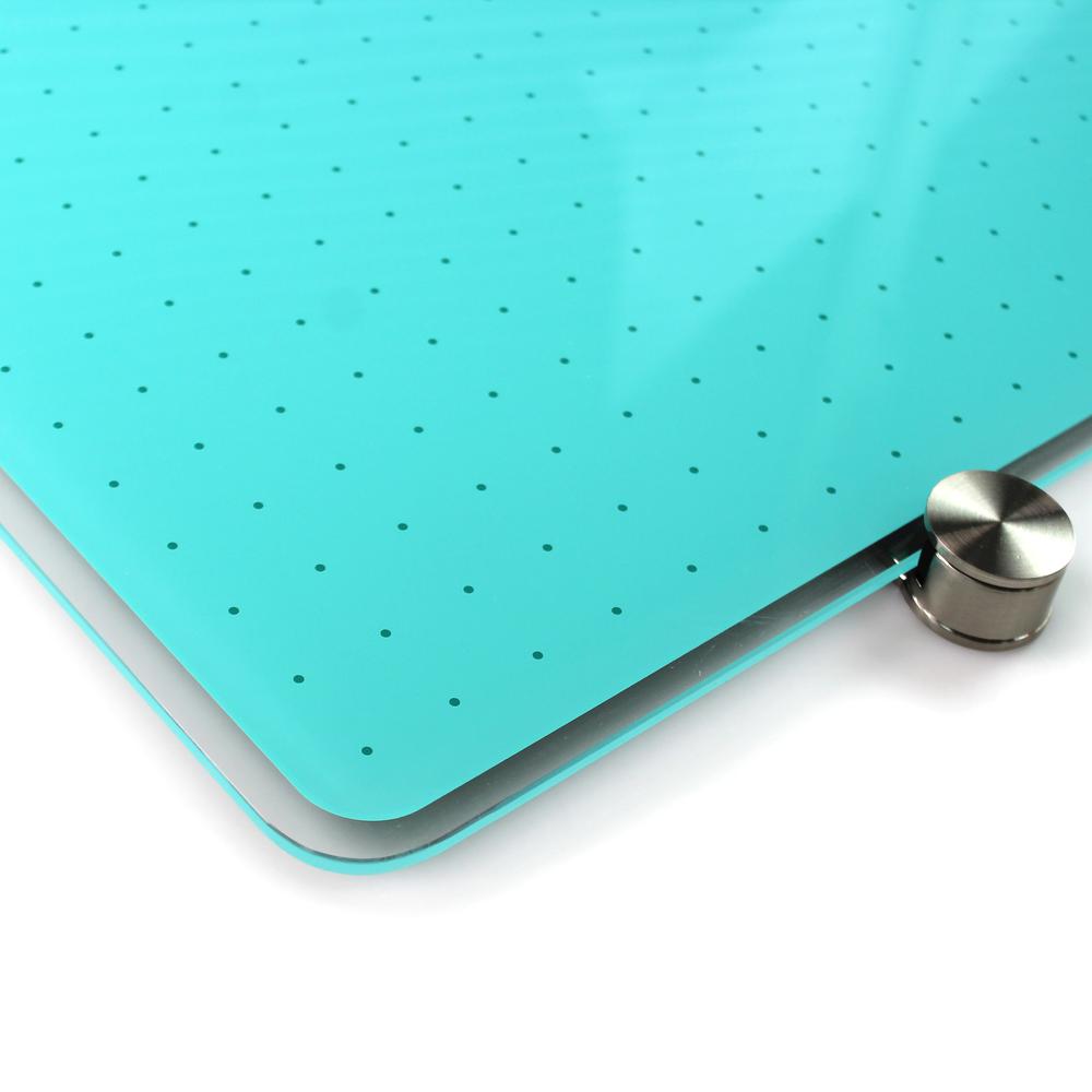 Glacier Teal Multi-Purpose Grid Glass Dry Erase Board 30" x 40". Picture 4