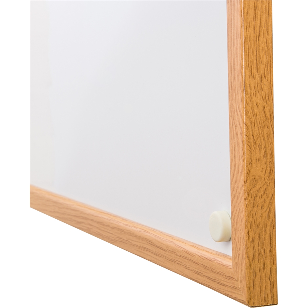 Lacquered Steel Magnetic Dry Erase Boards with an Oak Effect Frame - 24" x 36". Picture 2