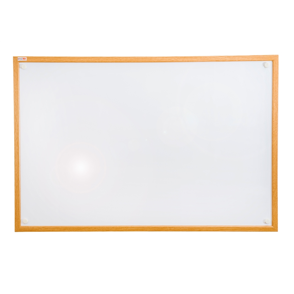 Lacquered Steel Magnetic Dry Erase Boards with an Oak Effect Frame - 24" x 36". Picture 1
