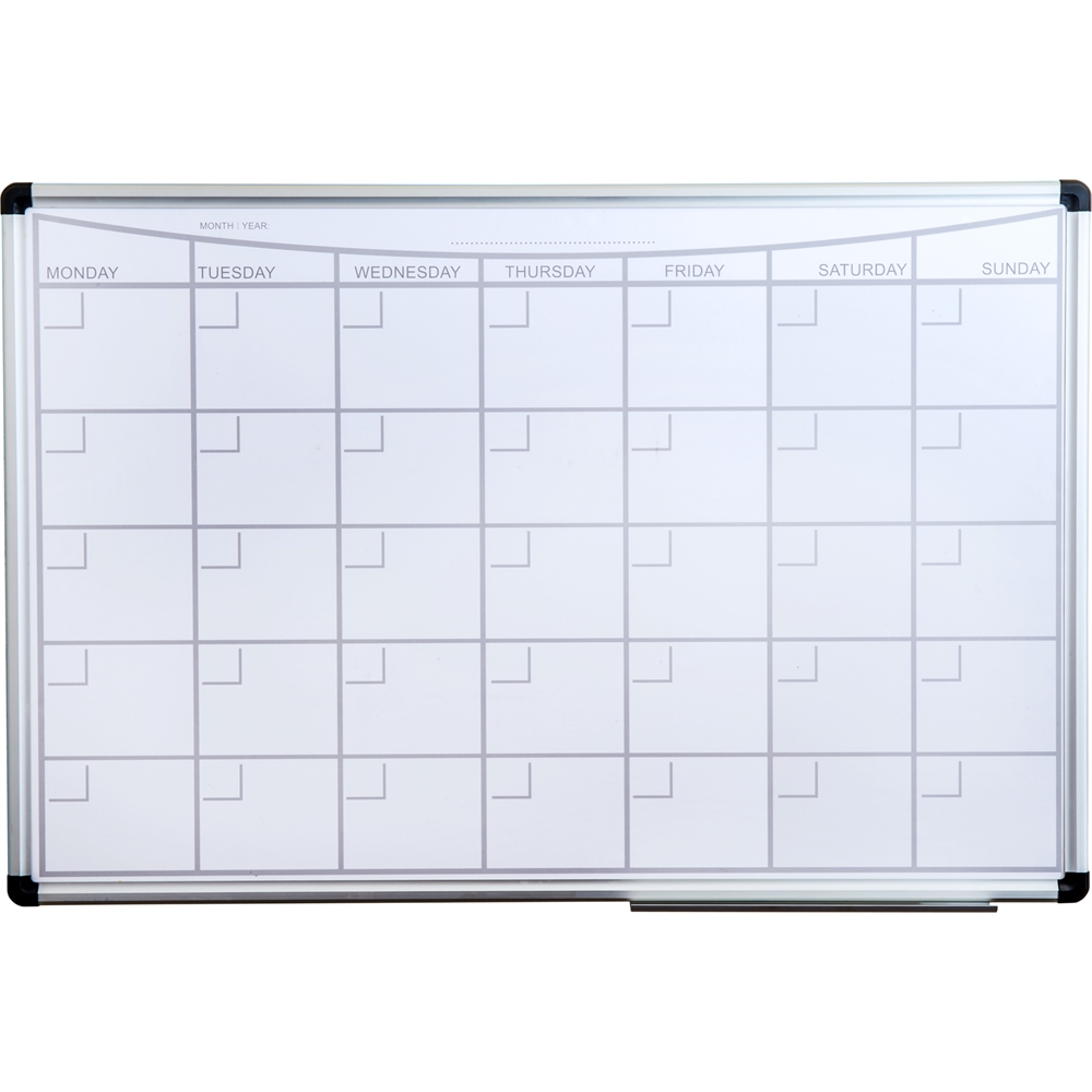 Steel Magnetic Monthly Planner Dry Erase Board with an Aluminium Frame 36" x 24". Picture 1