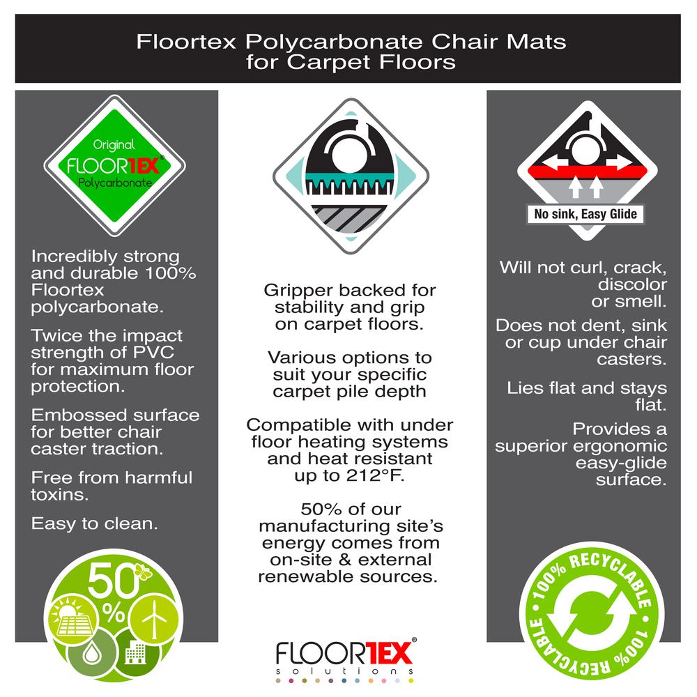 Plus Polycarbonate Rectangular Chair Mat for Low Pile Carpets - 48" x 60". Picture 4