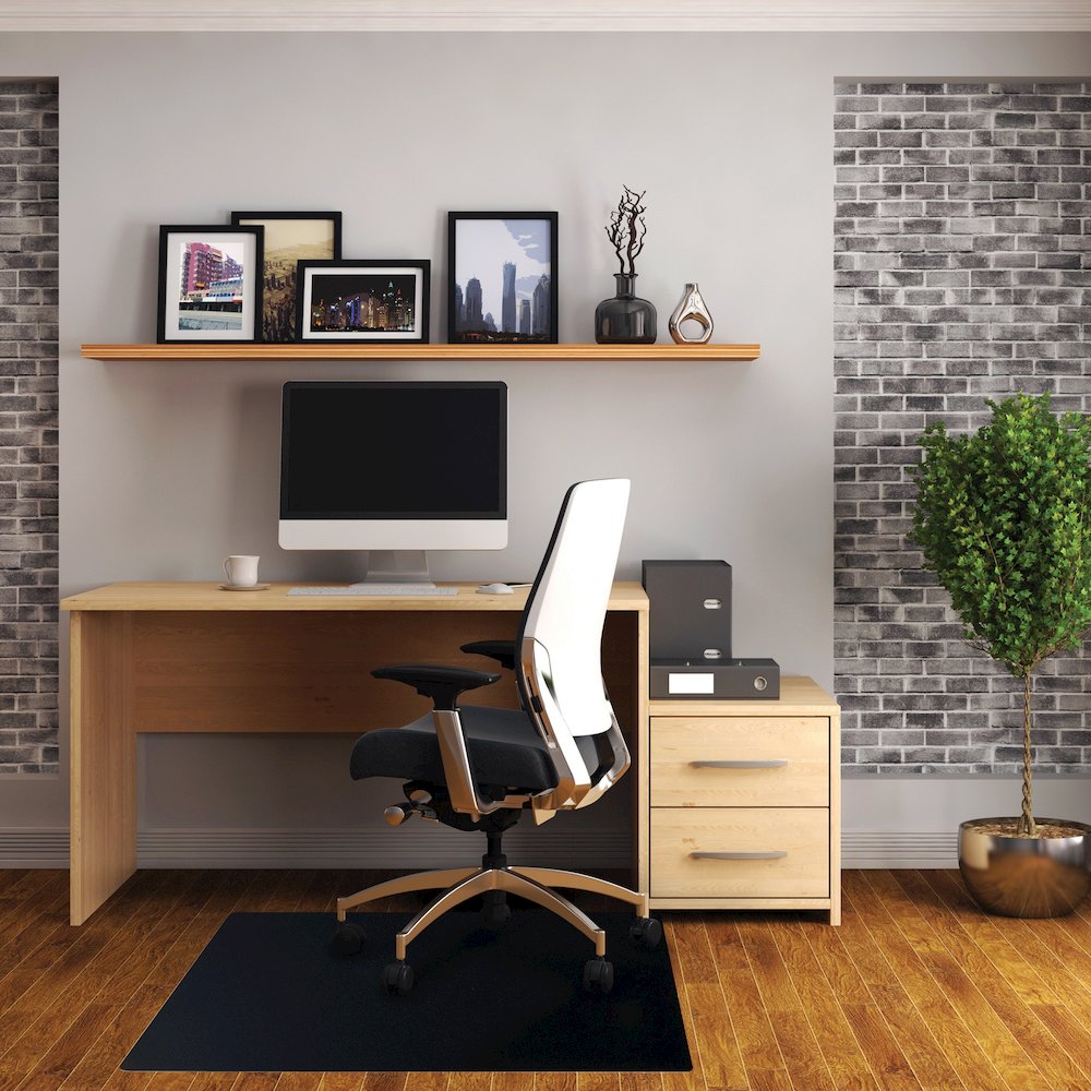 Black Vinyl Rectangular Chair Mat for Hard Floor - 29.5" x 47". Picture 2