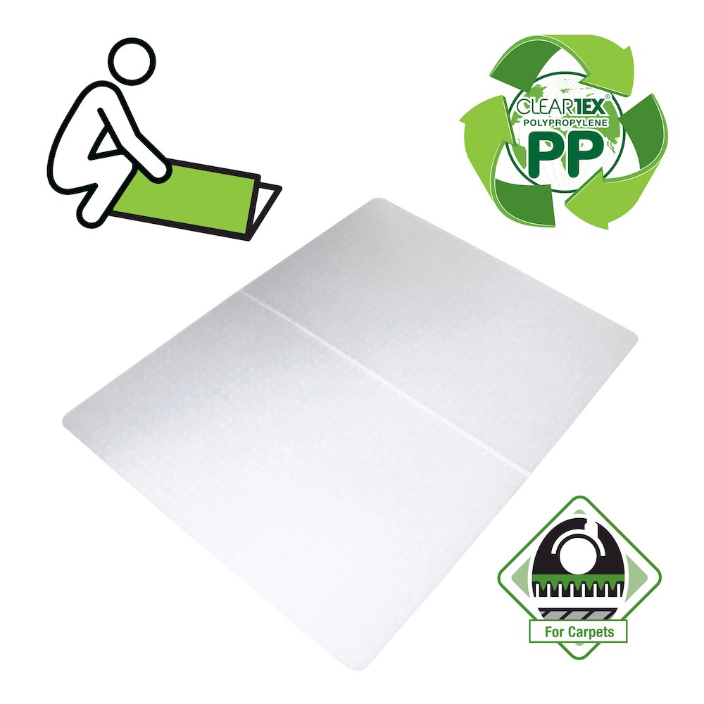 Cleartex Polypropylene Rectangular Foldable Chair Mat for Carpets - 35" x 46". Picture 3