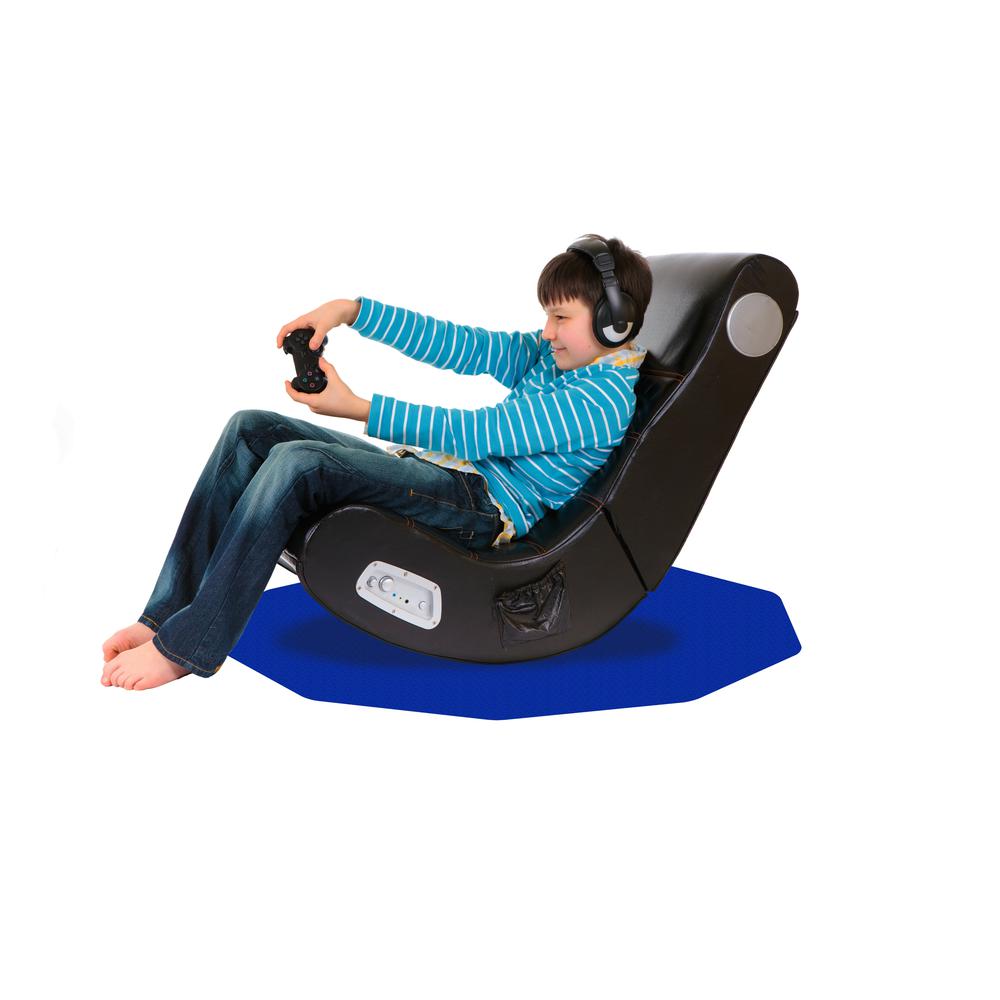 Polycarbonate 9-Sided Blue Gaming Chair Mat for Carpets up to 1/2" - 38" x 39". Picture 1