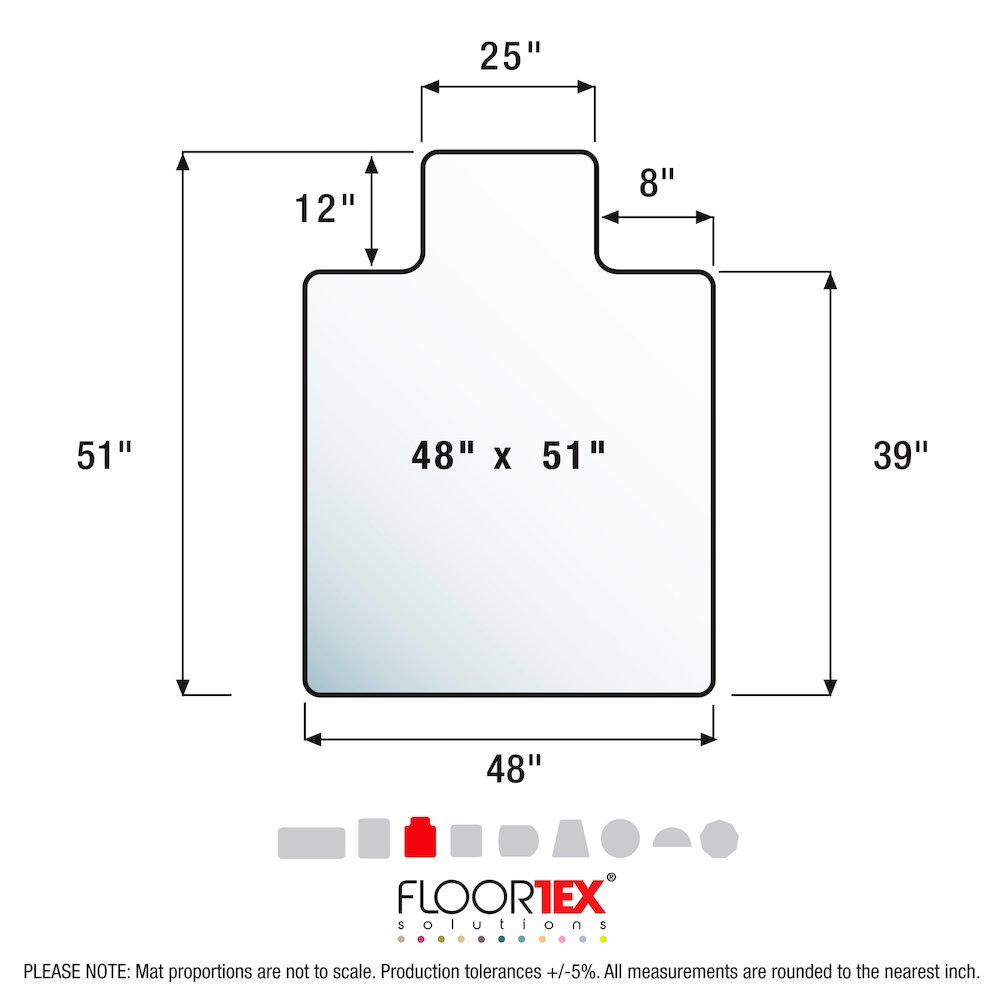 Cleartex Enhanced Polymer Lipped Chair Mat for Carpets up to 3/8" - 48" x 51". Picture 8