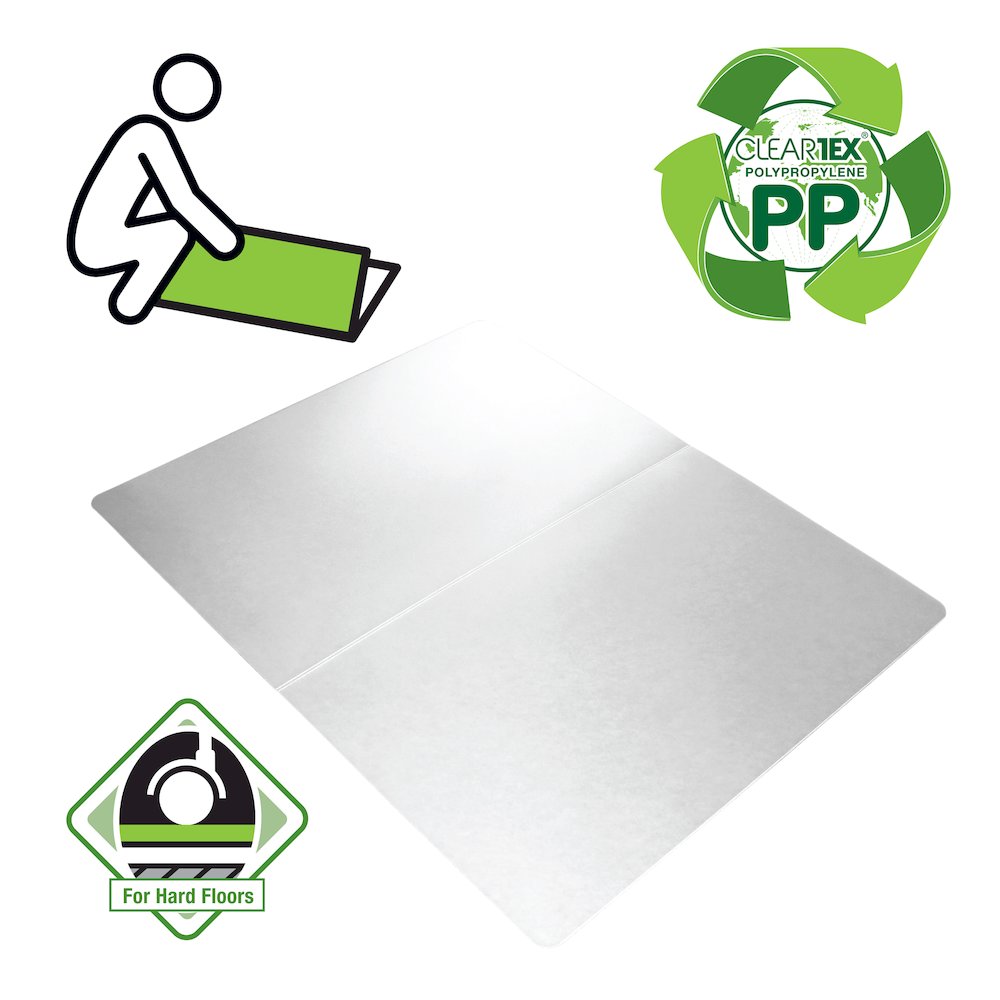 Cleartex Polypropylene Rect Anti-Slip Foldable Chair Mat- Hard Floors- 45" x 53". Picture 3